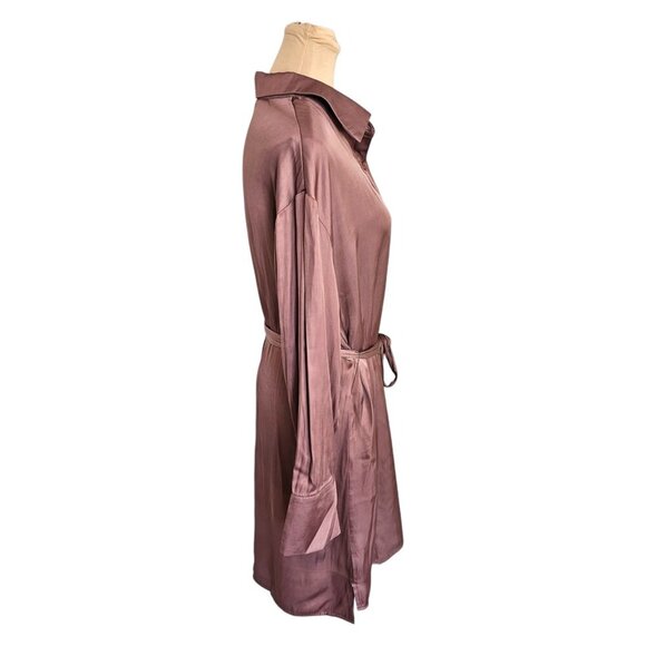 LBLC The Label Taylor Dress Satin Soft Mauve T-Shirt Wrap Dress Sz L - Picture 8 of 14